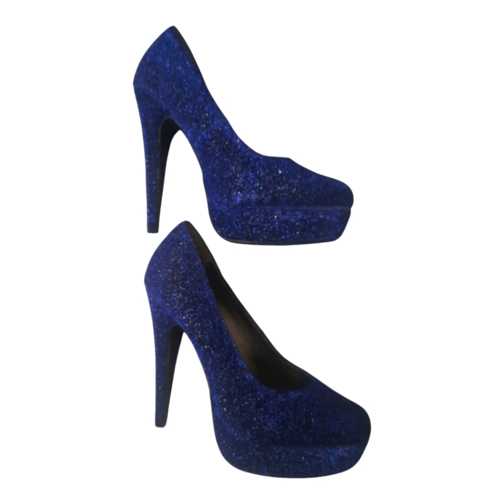 New Tallulah Blu GLITTERED 5 INCH PLATFORM HEEL SIZE 6 NYE Wedding Party Holiday